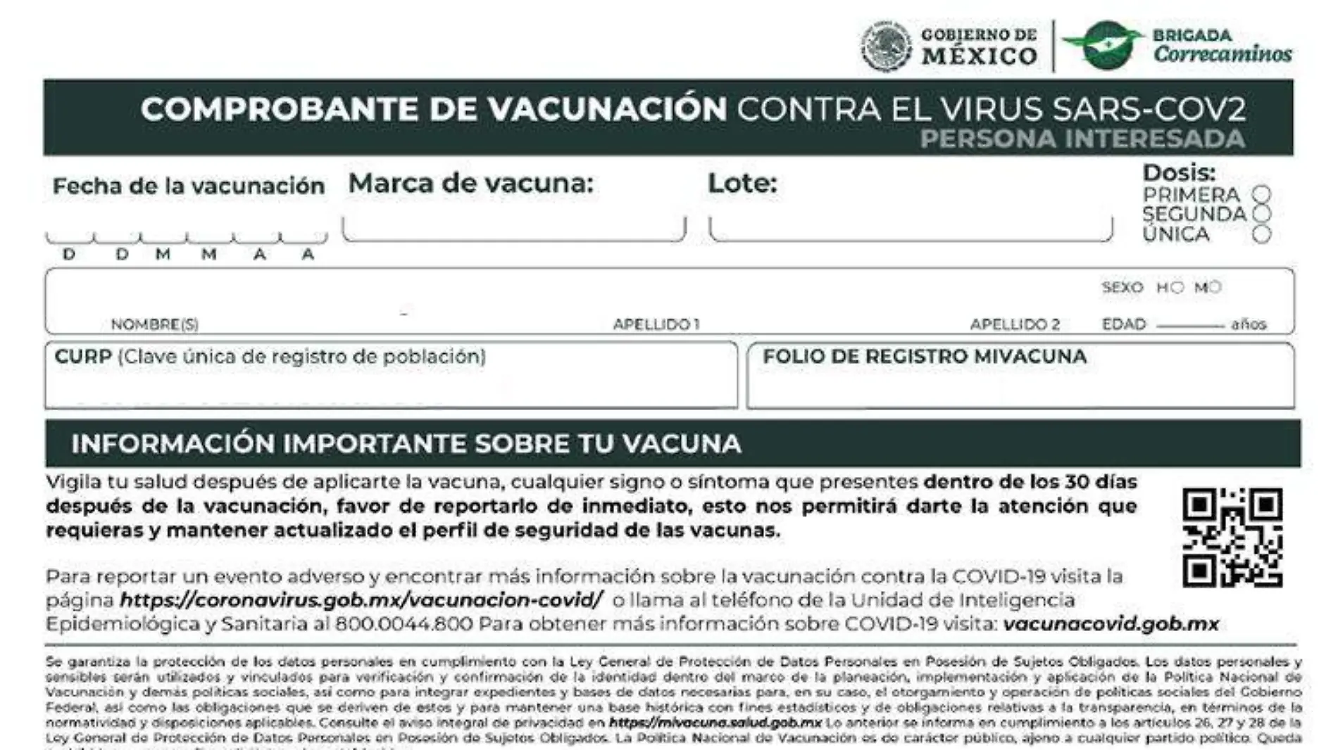 comprobante vacunacion